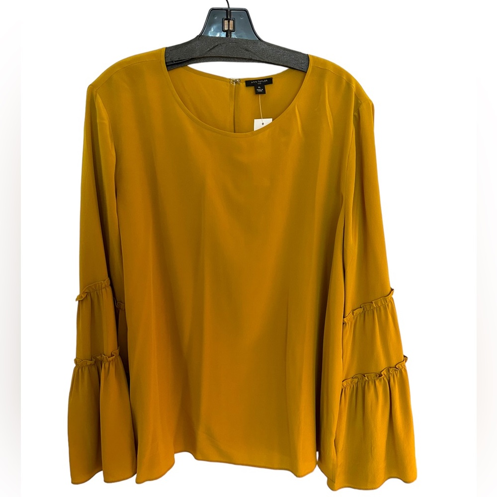 Ann Taylor Mustard Silk Blouse